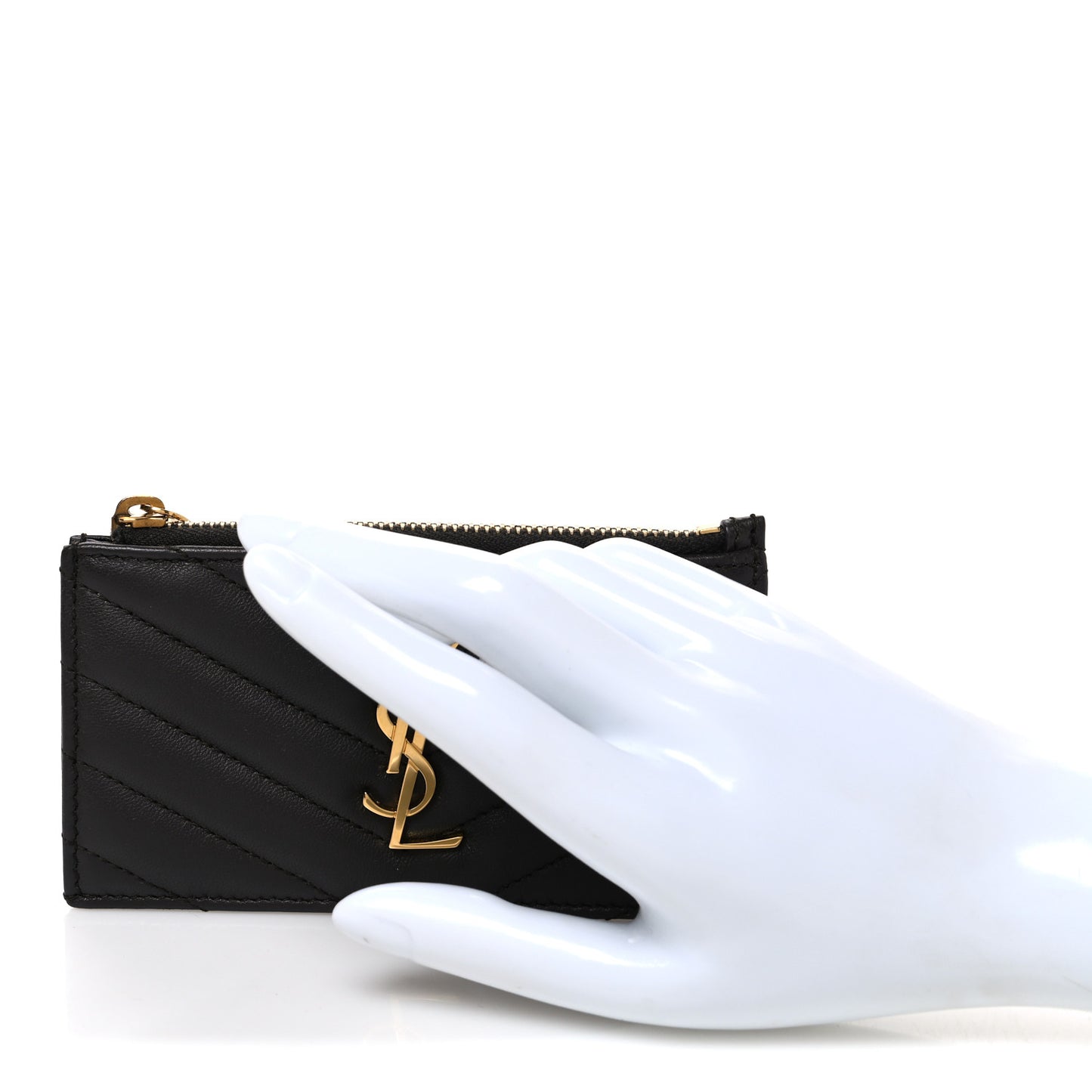 Calfskin Monogram 5 Fragments Zip Pouch Card Holder Fog
