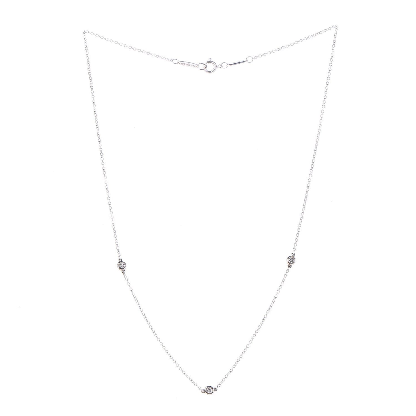 Sterling Silver Diamond .09ctw Elsa Peretti Diamonds by the Yard Three Station Necklace
