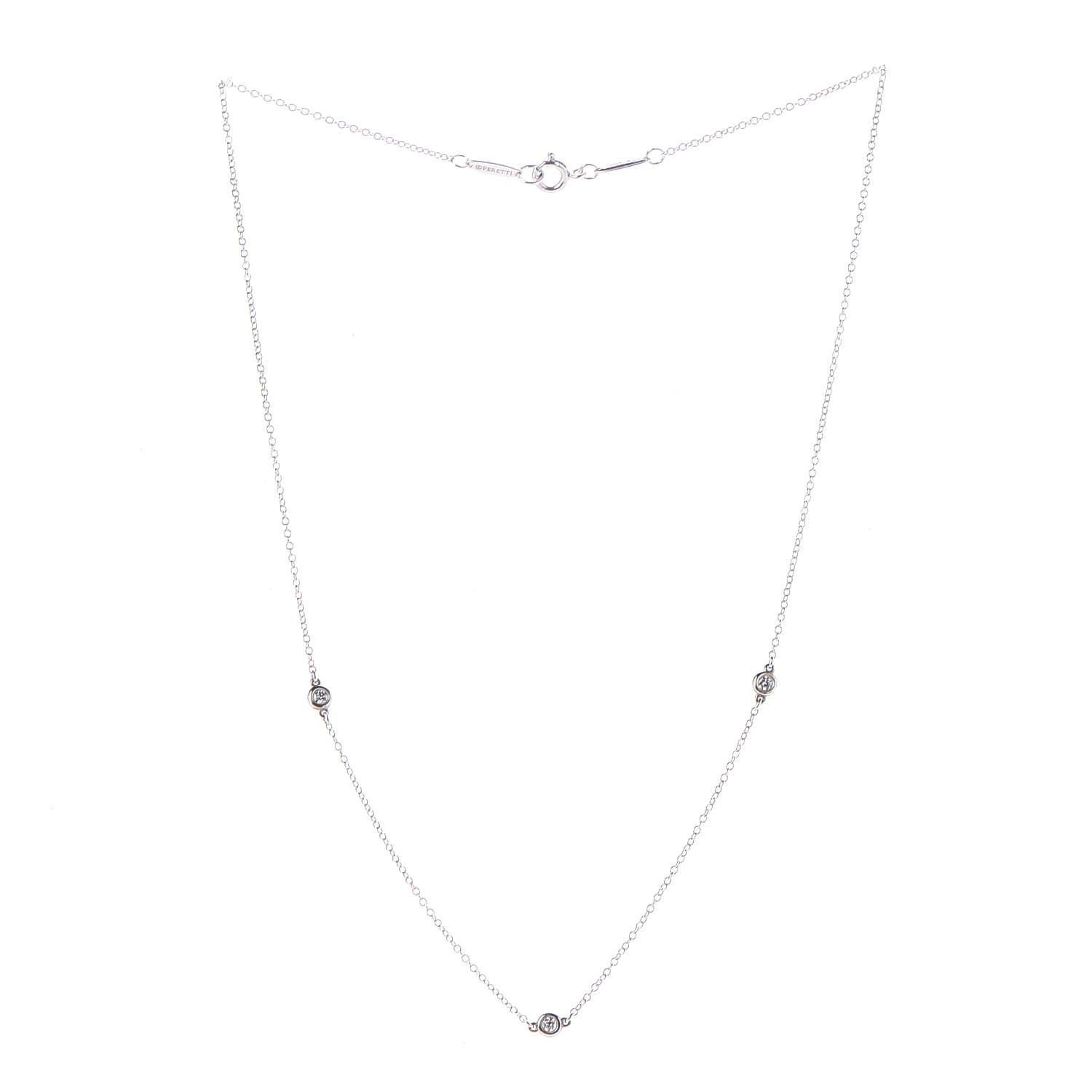 Tiffany Sterling Silver Diamond .09ctw Elsa Peretti Diamonds by the Yard Three Station Necklace 3 of 8