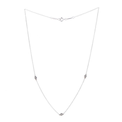 Tiffany Sterling Silver Diamond .09ctw Elsa Peretti Diamonds by the Yard Three Station Necklace 3 of 8