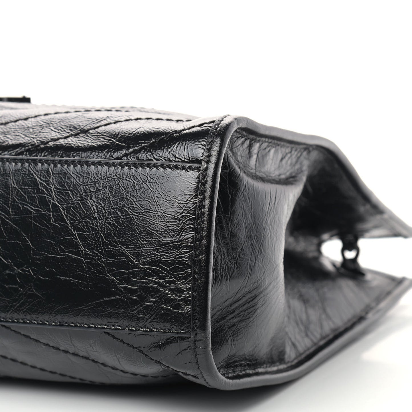 Crinkled Calfskin Matelasse Monogram Medium Niki Shopper Tote Black