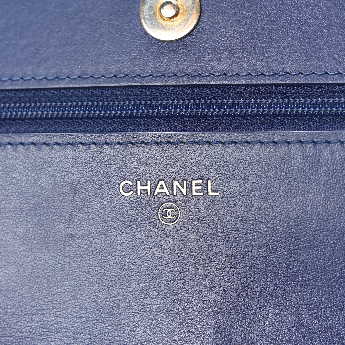 Denim Quilted Chanel 19 Wallet On Chain WOC Blue