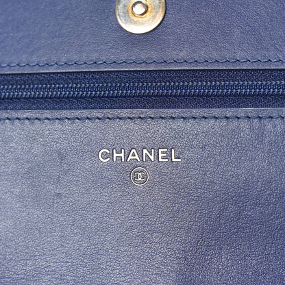 Chanel Denim Quilted Chanel 19 Wallet On Chain WOC Blue 6 of 11