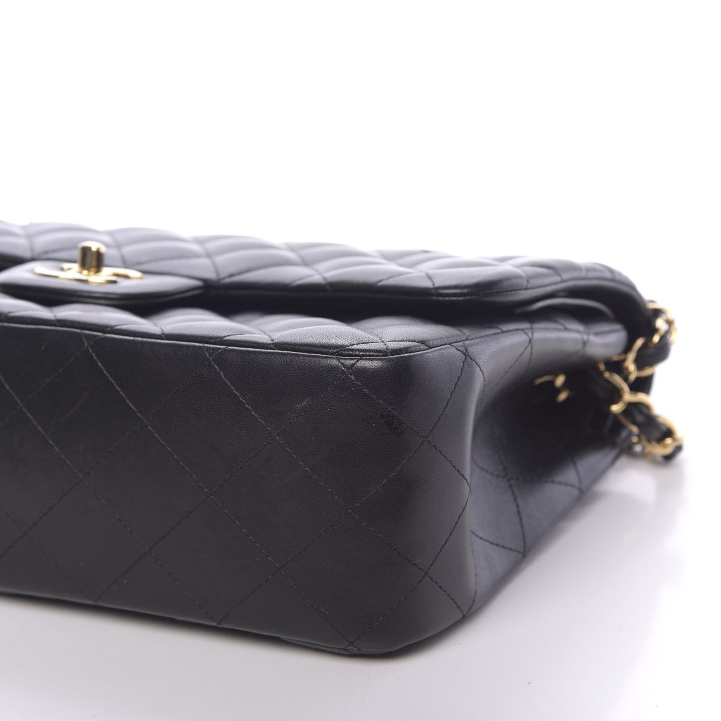 Lambskin Quilted Jumbo Double Flap Black