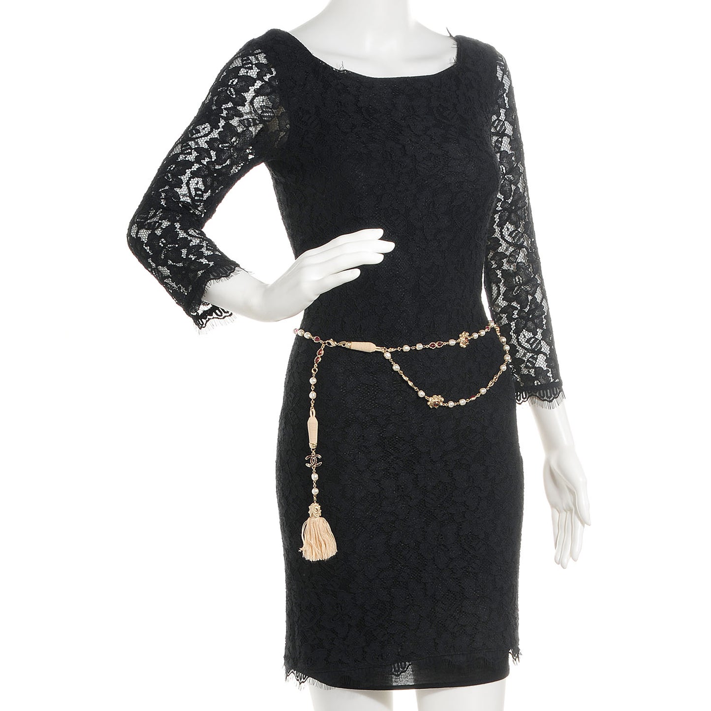 Pearl Gripoix Tassel Belt Gold