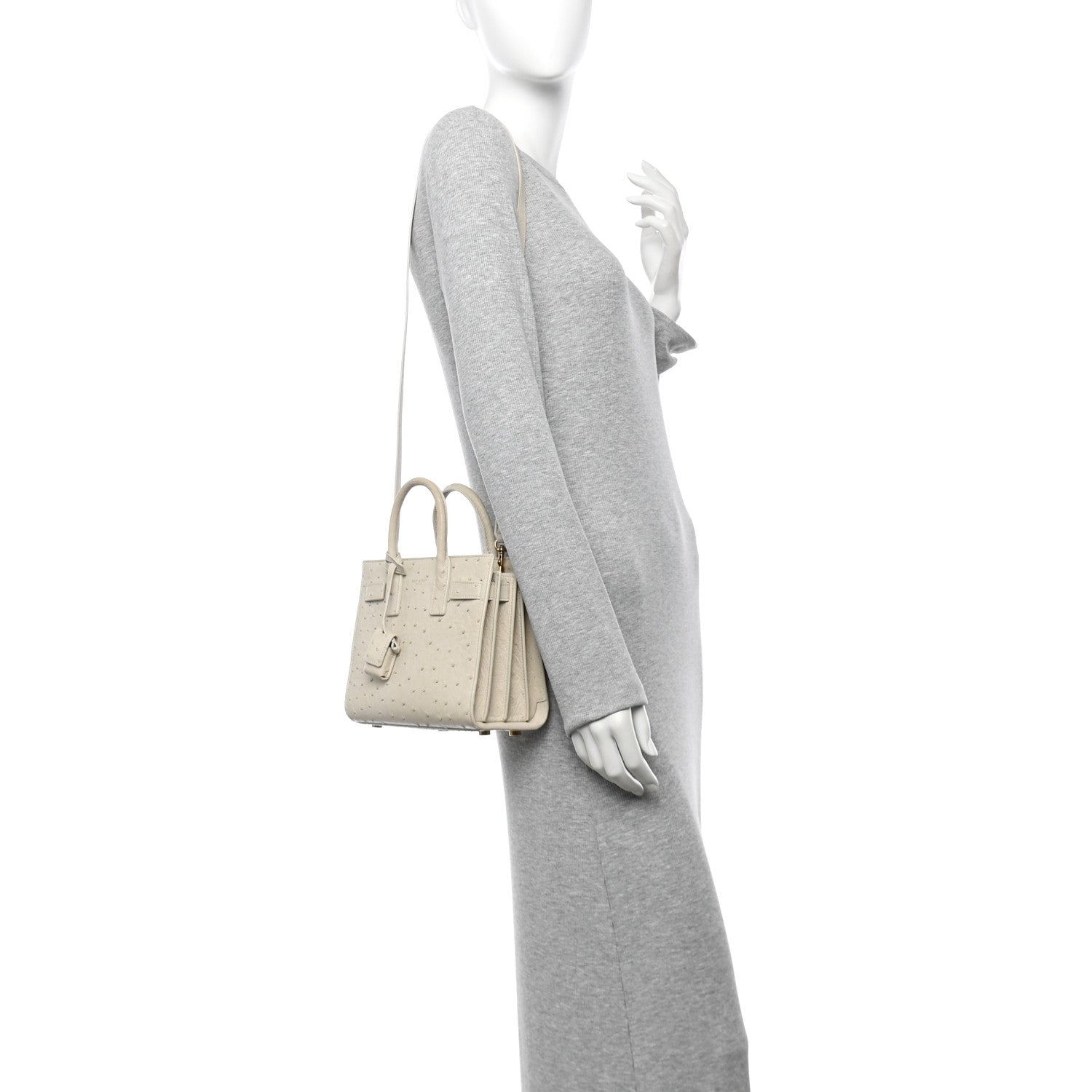 Saint Laurent Ostrich Nano Sac De Jour Crema Soft 2 of 15