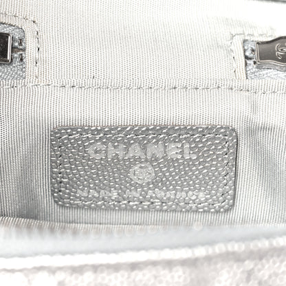 Chanel Metallic Caviar Quilted Mini Top Handle Vanity With Chain Silver 6 of 10
