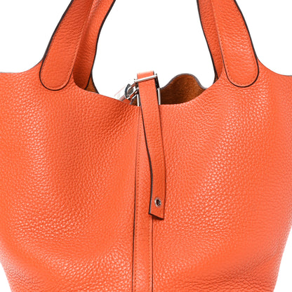Hermes Taurillon Clemence Picotin Lock 22 MM Orange 8 of 10