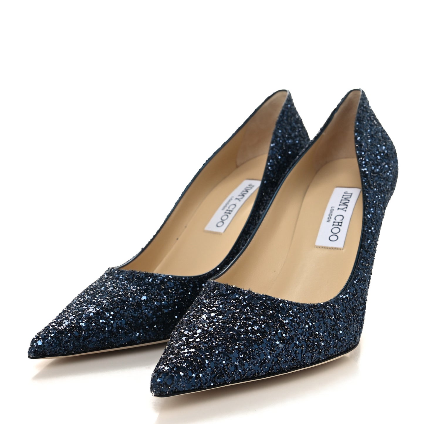 Coarse Glitter Fabric Agnes 85 Pumps 40 Navy