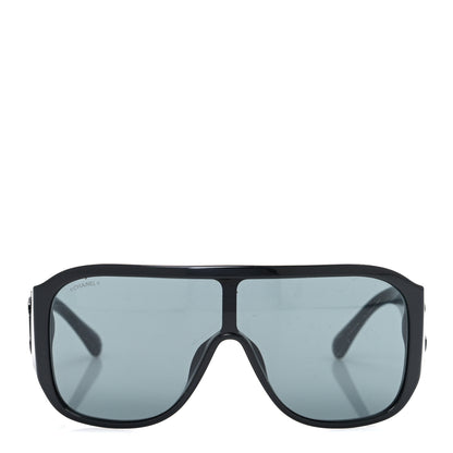 Chanel Acetate Crystal CC Shield Sunglasses 5466-B-A Black 2 of 7