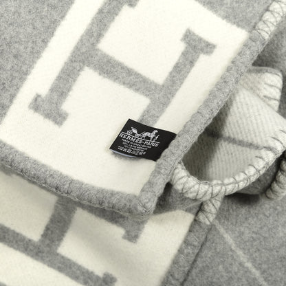 Hermes Wool Cashmere Avalon III Blanket Ecru Gris Clair 2 of 2