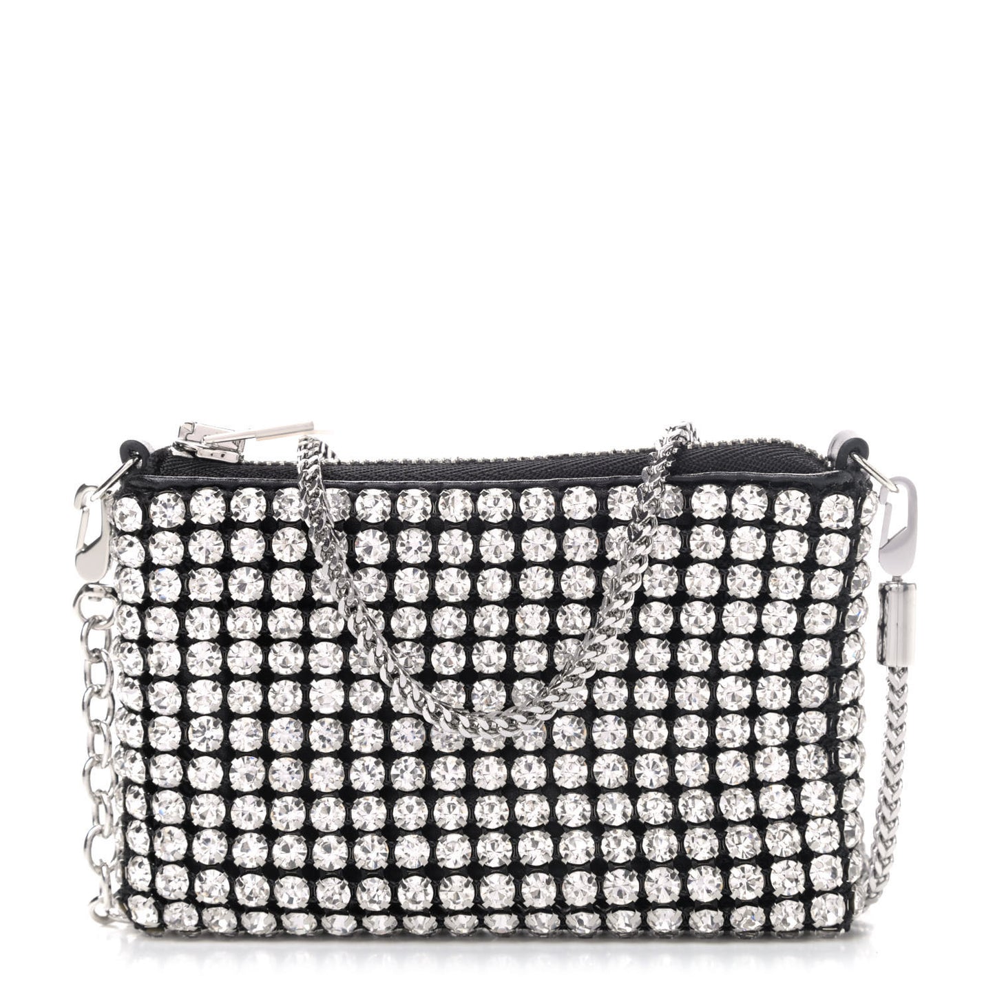 Mesh Crystal Rhinestone Nano Heiress Shoulder Bag Black Silver