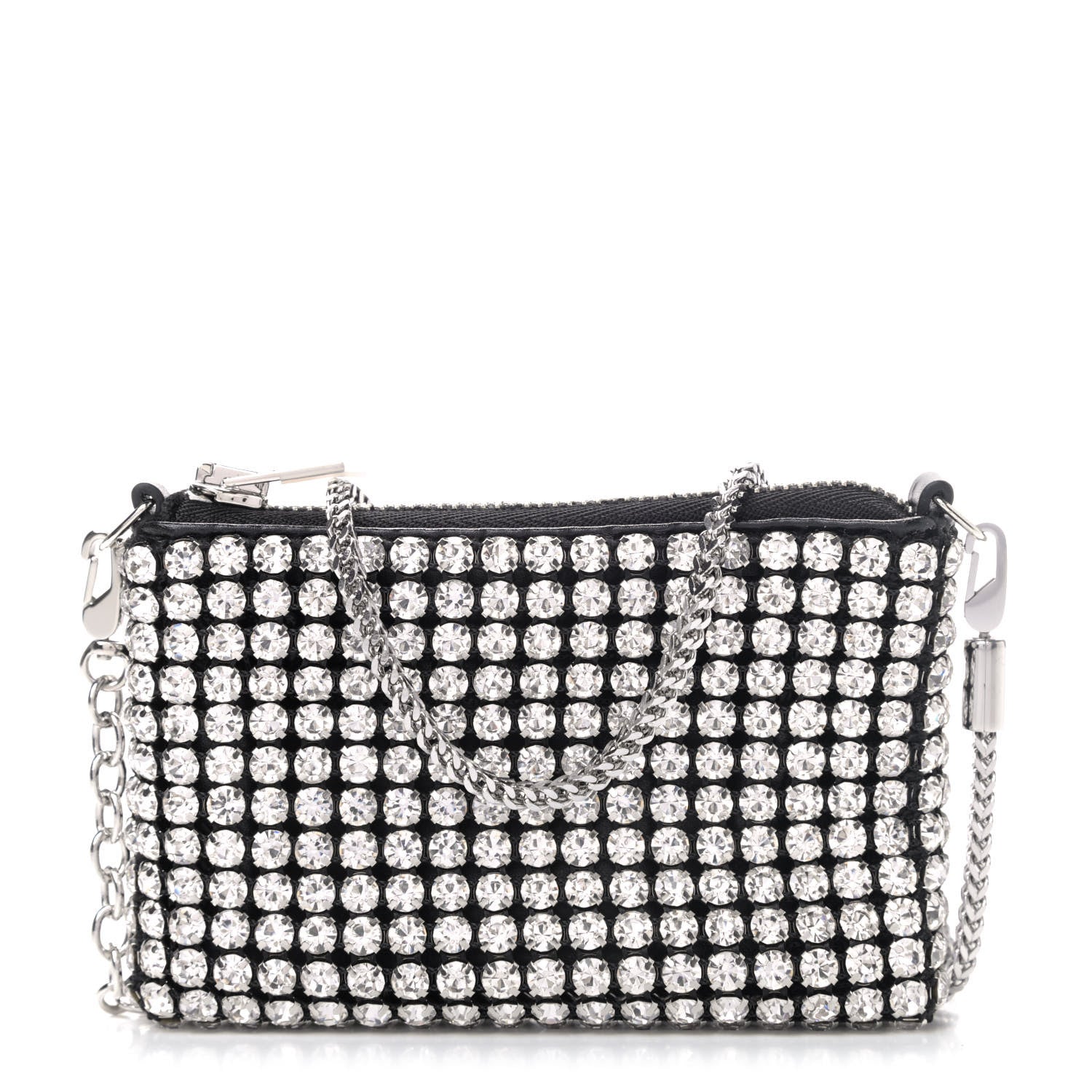Alexander Wang Mesh Crystal Rhinestone Nano Heiress Shoulder Bag Black Silver 1 of 4