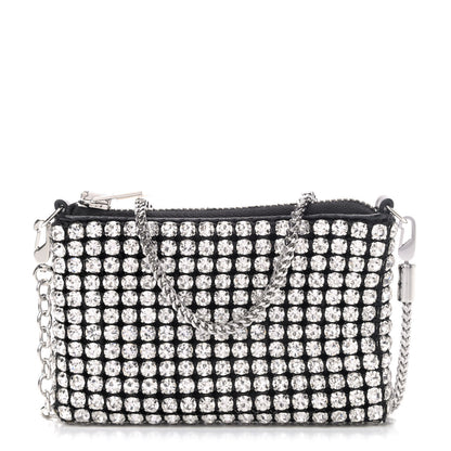 Alexander Wang Mesh Crystal Rhinestone Nano Heiress Shoulder Bag Black Silver 1 of 4