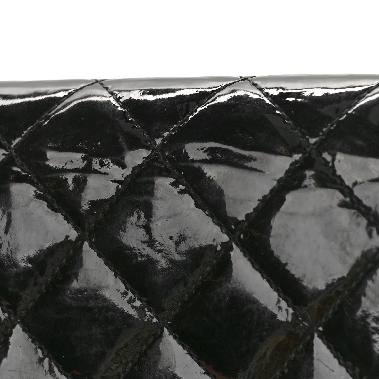 Patent Calfskin Quilted Yen Wallet Black