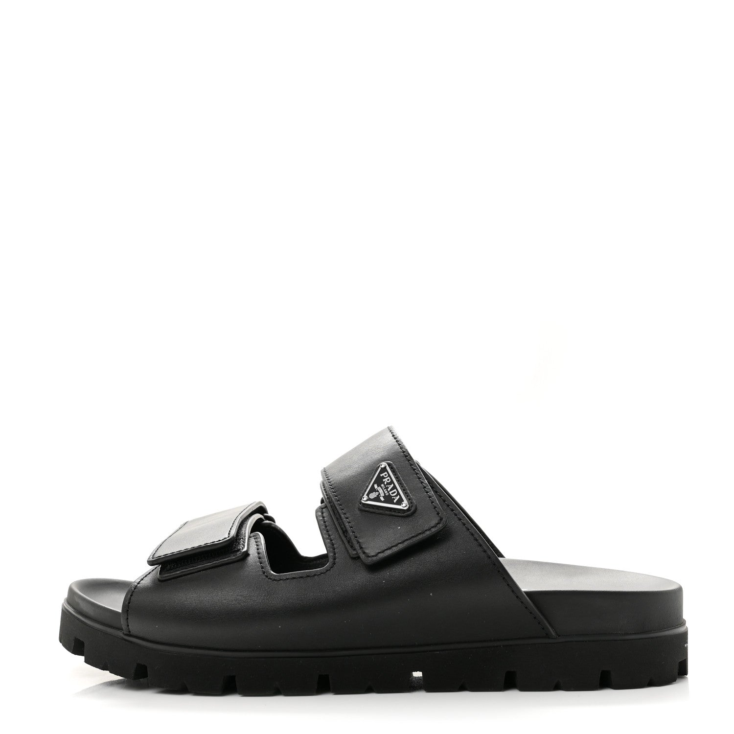 Prada Vitello Sport Triangle Logo Mens Strap Sandals 11 Black 1 of 10
