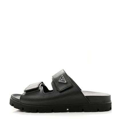 Prada Vitello Sport Triangle Logo Mens Strap Sandals 11 Black 1 of 10