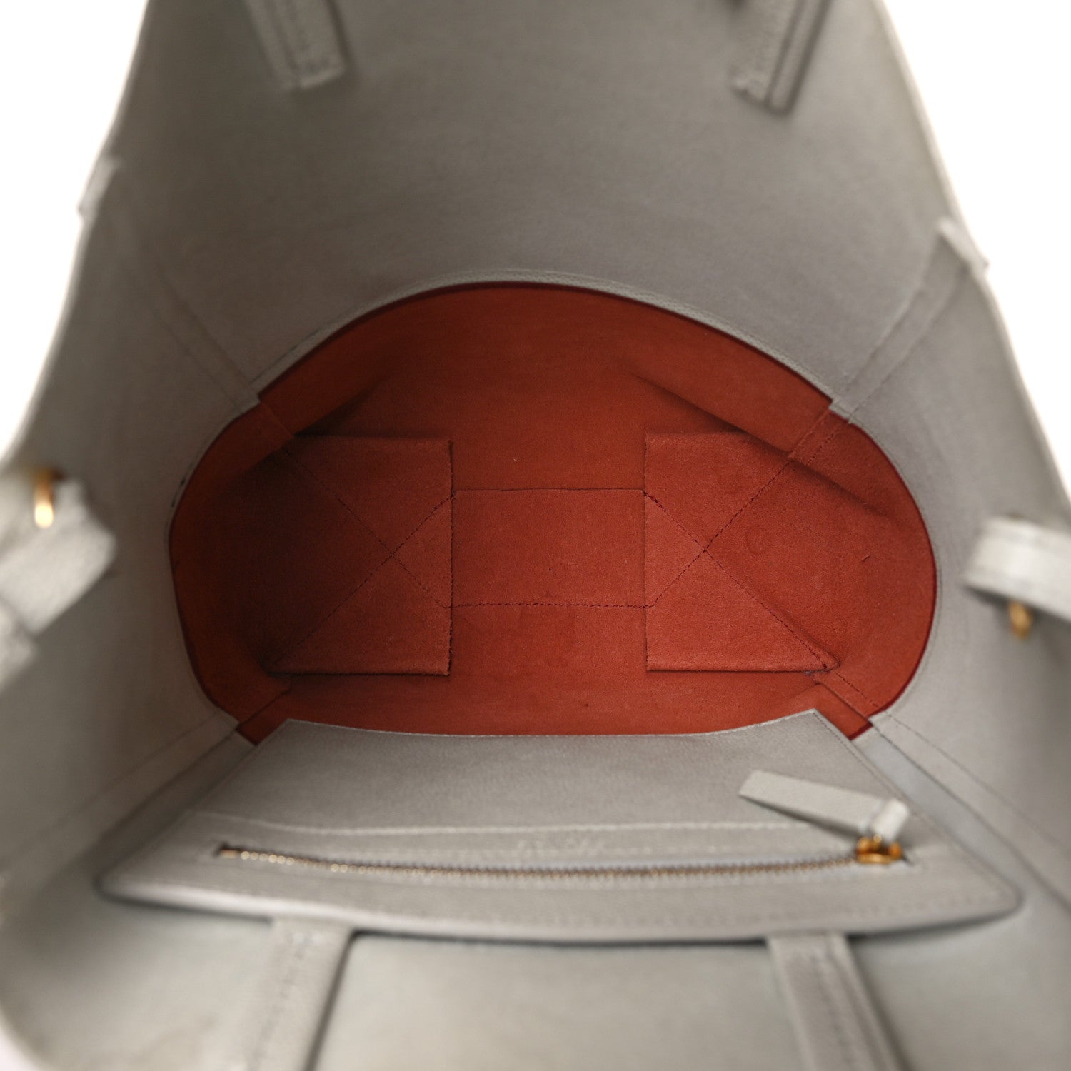 Celine Grained Calfskin Small Vertical Bi-Cabas Cream Red 5 of 13