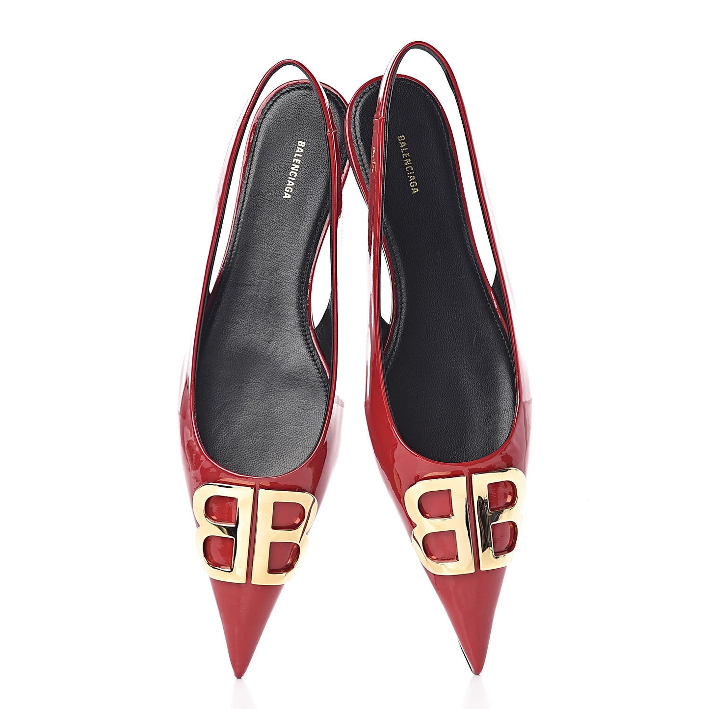 Patent BB Knife Pointy Toe Slingback Flats 39 Rouge Cardinal