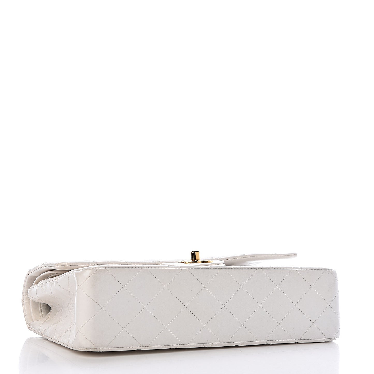 Lambskin Quilted Medium Double Flap White