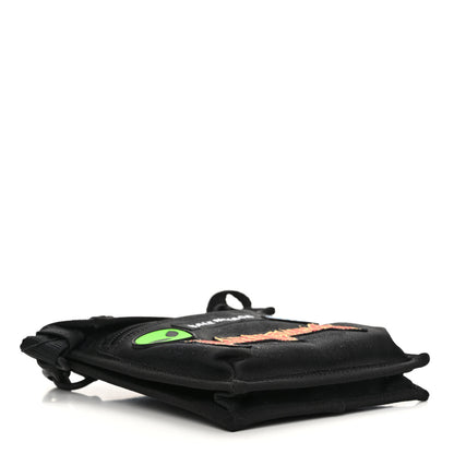 Balenciaga Nylon Logo Multi Patch Small Explorer Pouch with Strap Black 4 of 10