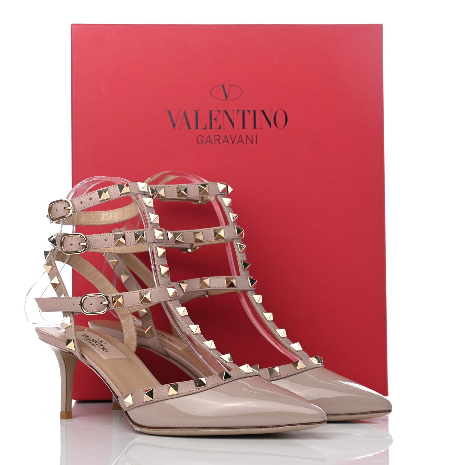 Valentino Garavani Patent Nappa Rockstud Ankle Strap 65mm Pumps 37.5 Poudre 18 of 18