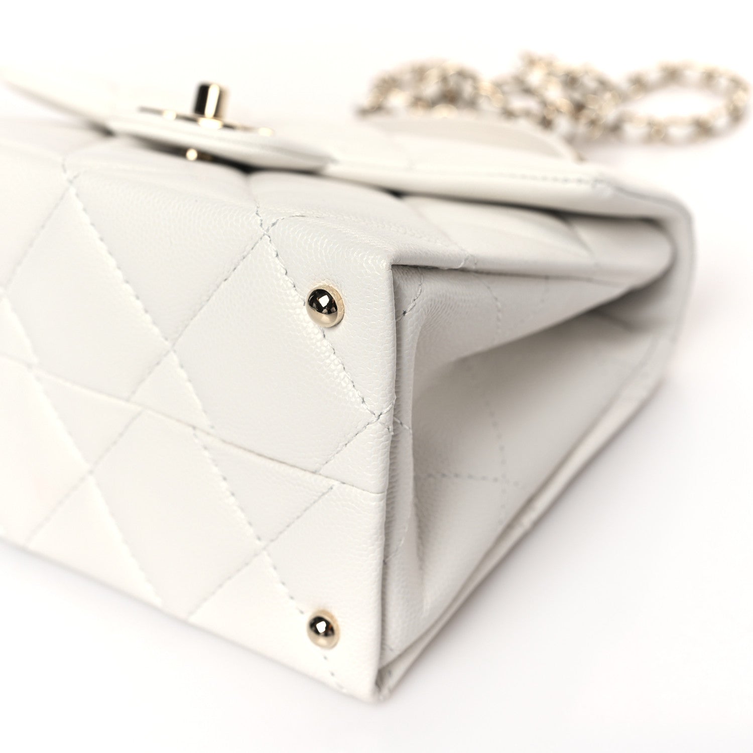 Chanel Caviar Quilted Mini Retro Twist Top Handle Flap White 9 of 10