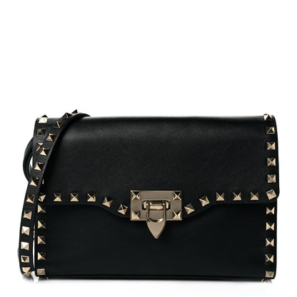 Valentino Garavani Vitello Medium Rockstud Flip Lock Crossbody Bag Black 1 of 9