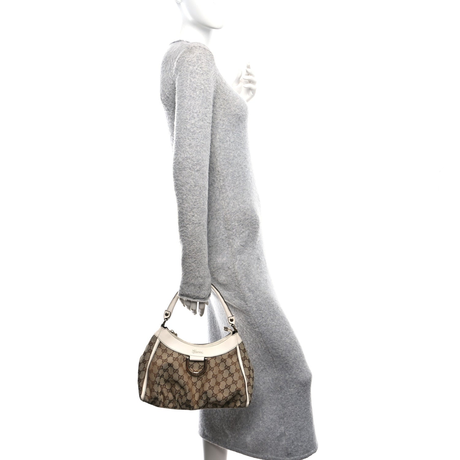 Gucci Monogram Medium D Gold Ring Hobo White 2 of 10
