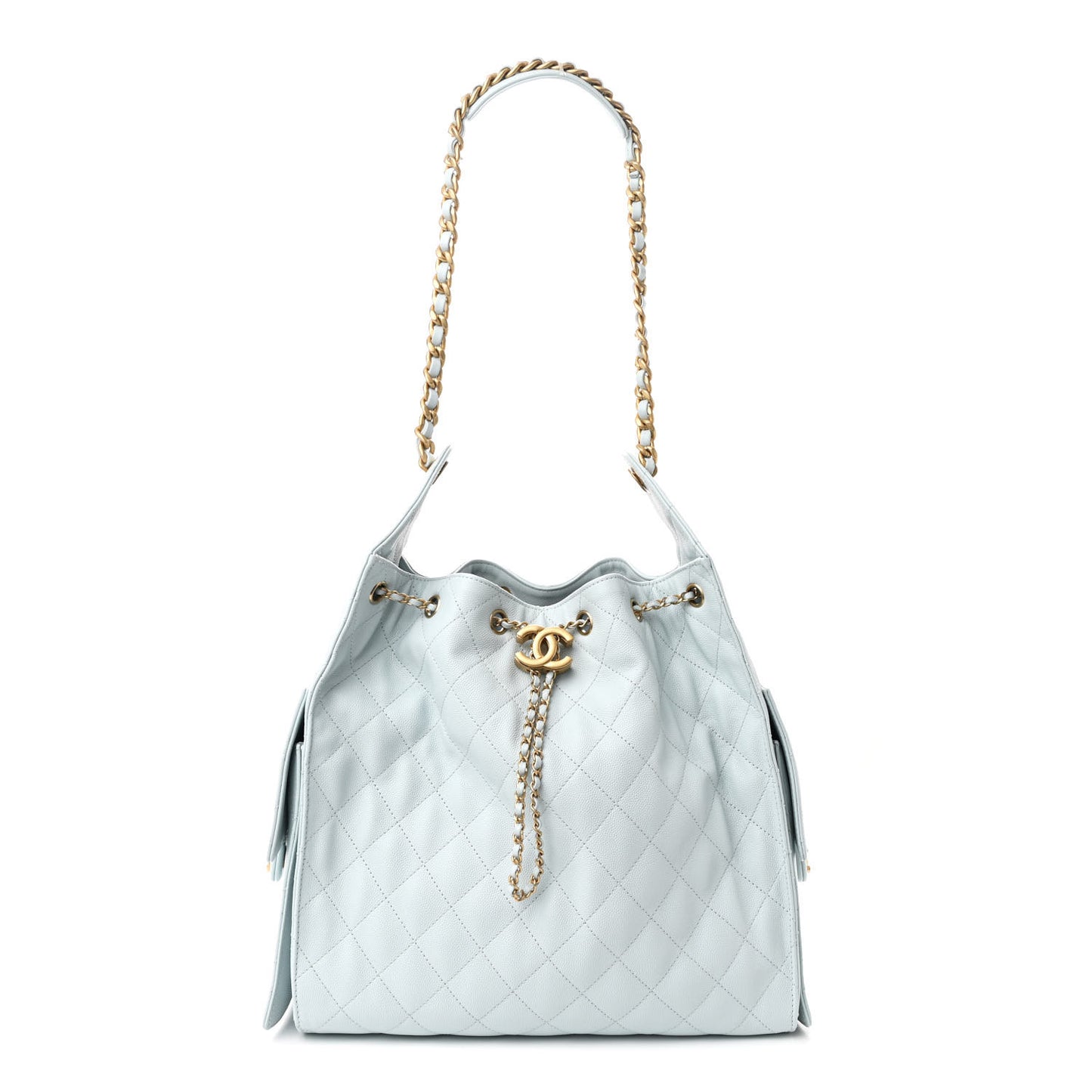 Caviar Quilted Medium Chanel 25 Handbag Light Blue