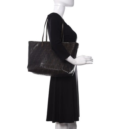 Fendi Zucca Spalmati Matrioska Small Roll Tote Tobacco Black 2 of 9