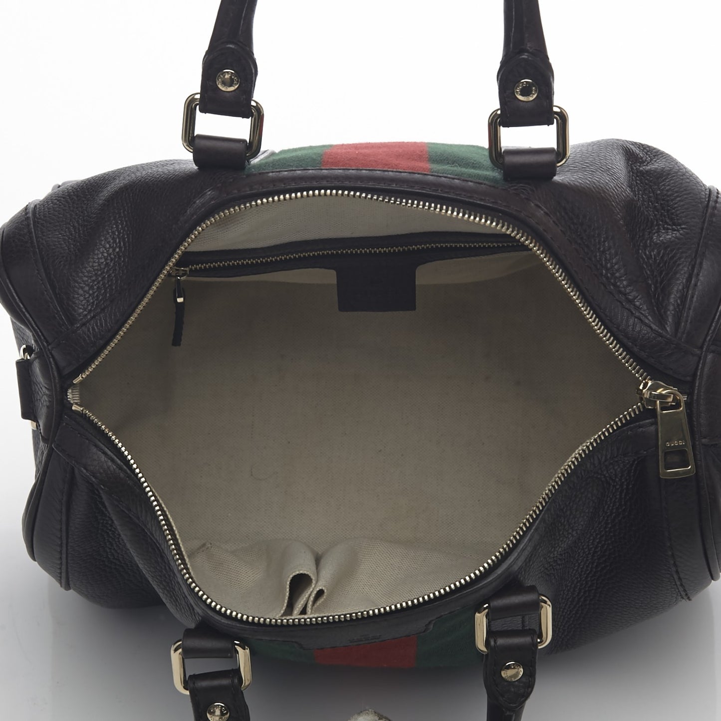 Calfskin Vintage Web Medium Boston Dark Brown