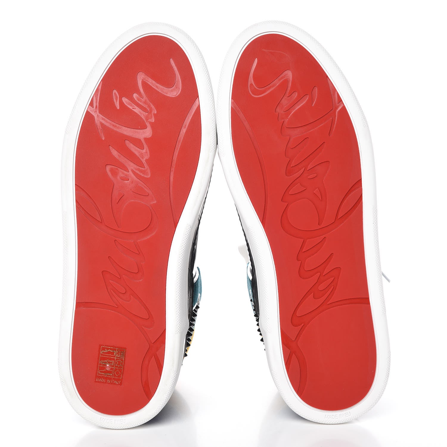 Christian Louboutin Calfskin Patent Veau Velours Spikes Mens Loubikick Flat Sneakers 41.5 Multicolor 6 of 12