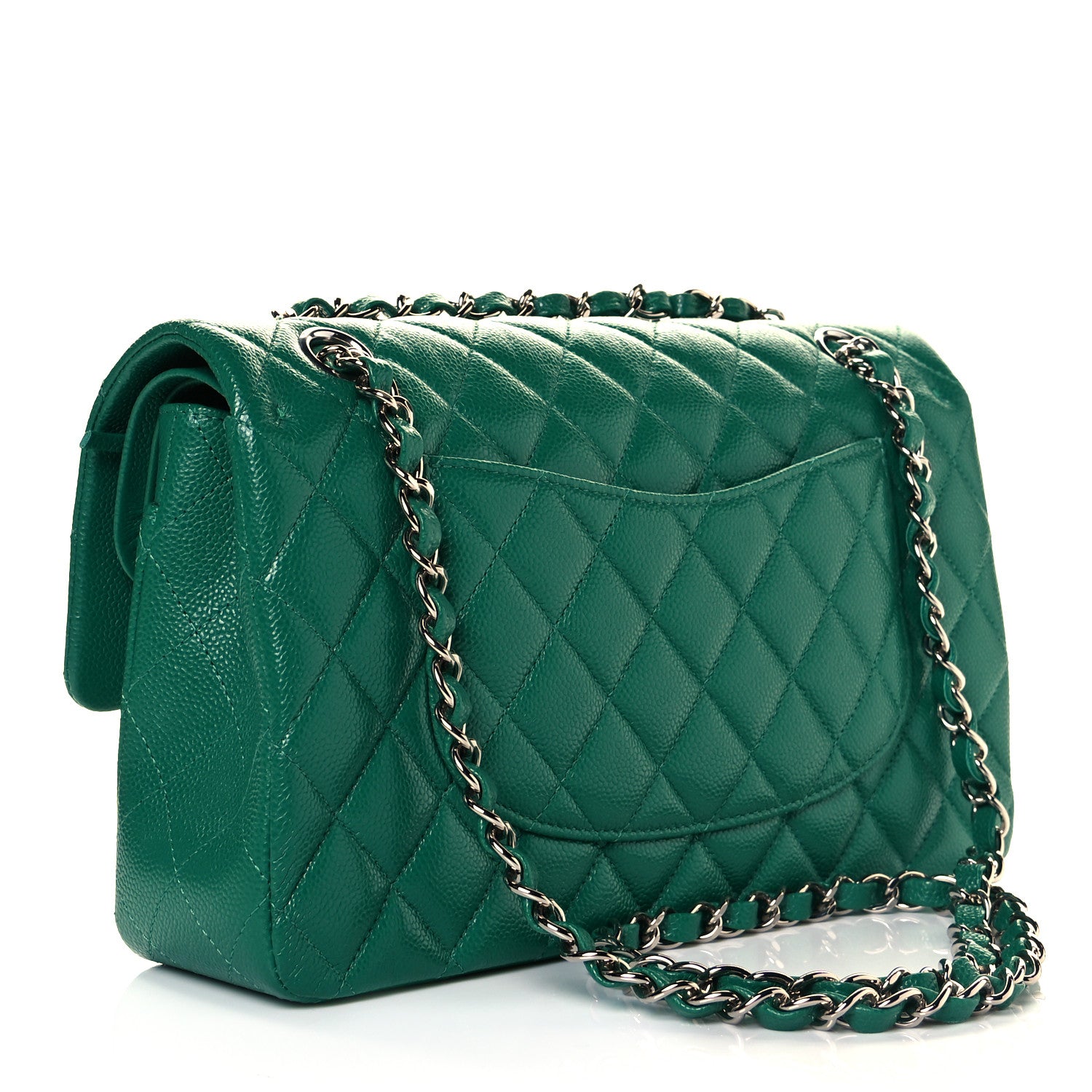 Chanel Caviar Quilted Medium Double Flap Green 2 of 8