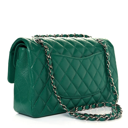 Chanel Caviar Quilted Medium Double Flap Green 2 of 8