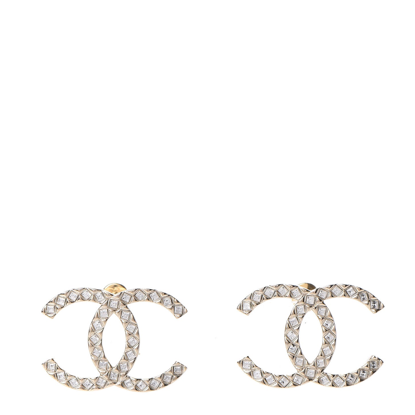 Crystal CC Large Stud Earrings Gold