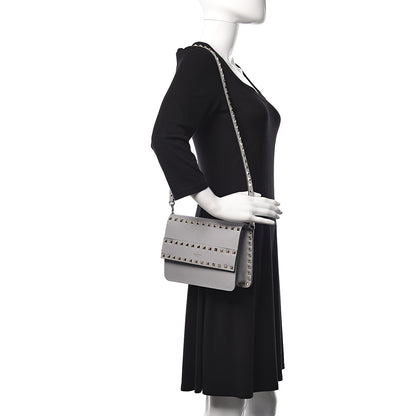 Valentino Garavani Pebbled Calfskin Rockstud Side Slip Crossbody Pastel Grey 2 of 9