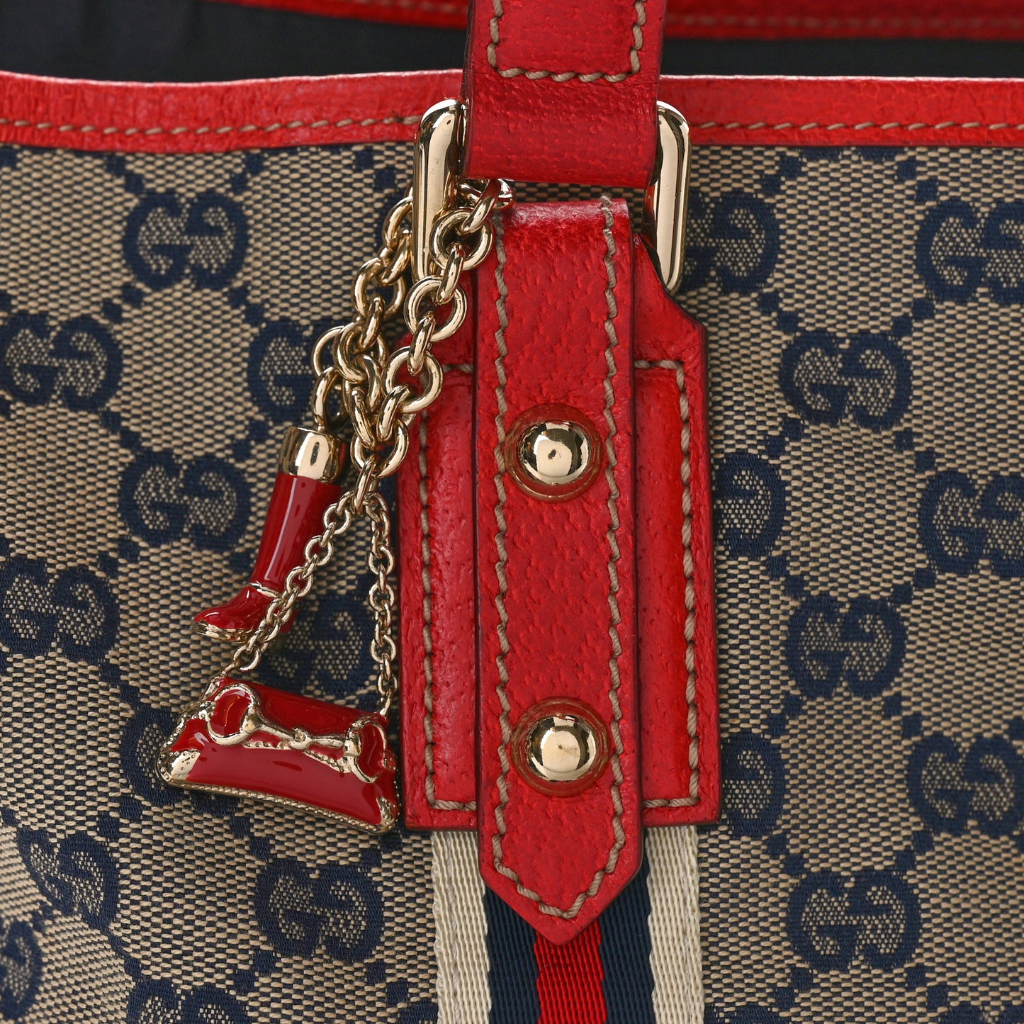 Monogram Medium Jolicoeur Tote Navy Red