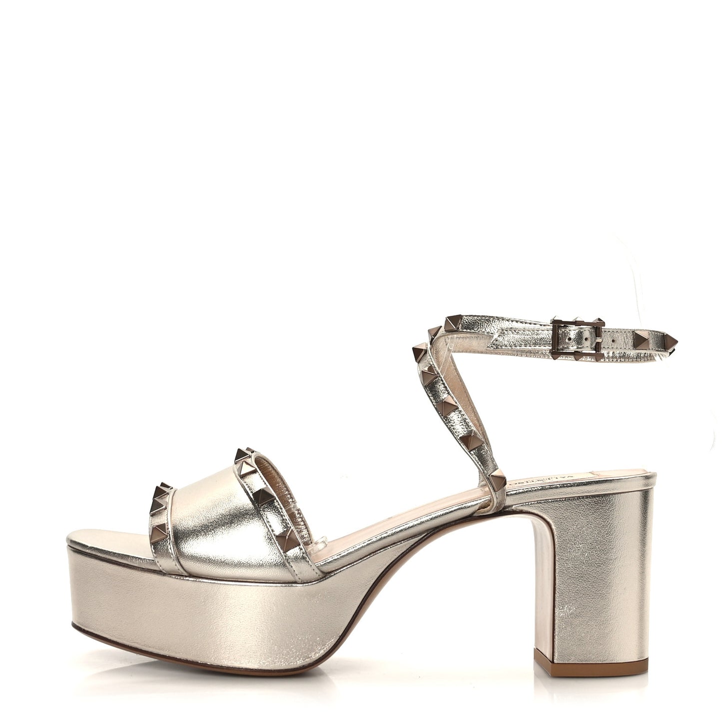 Metallic Nappa Rockstud 35/75mm Platform Sandals 41.5 Skin