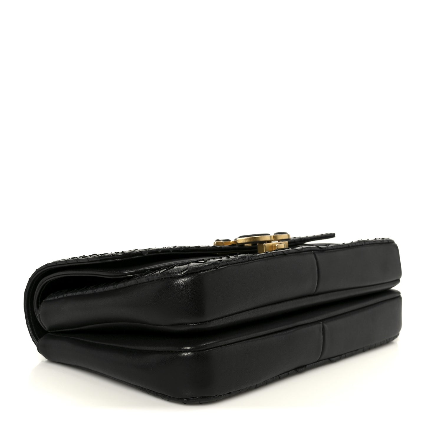 Snakeskin Large CC Chic Flap Black