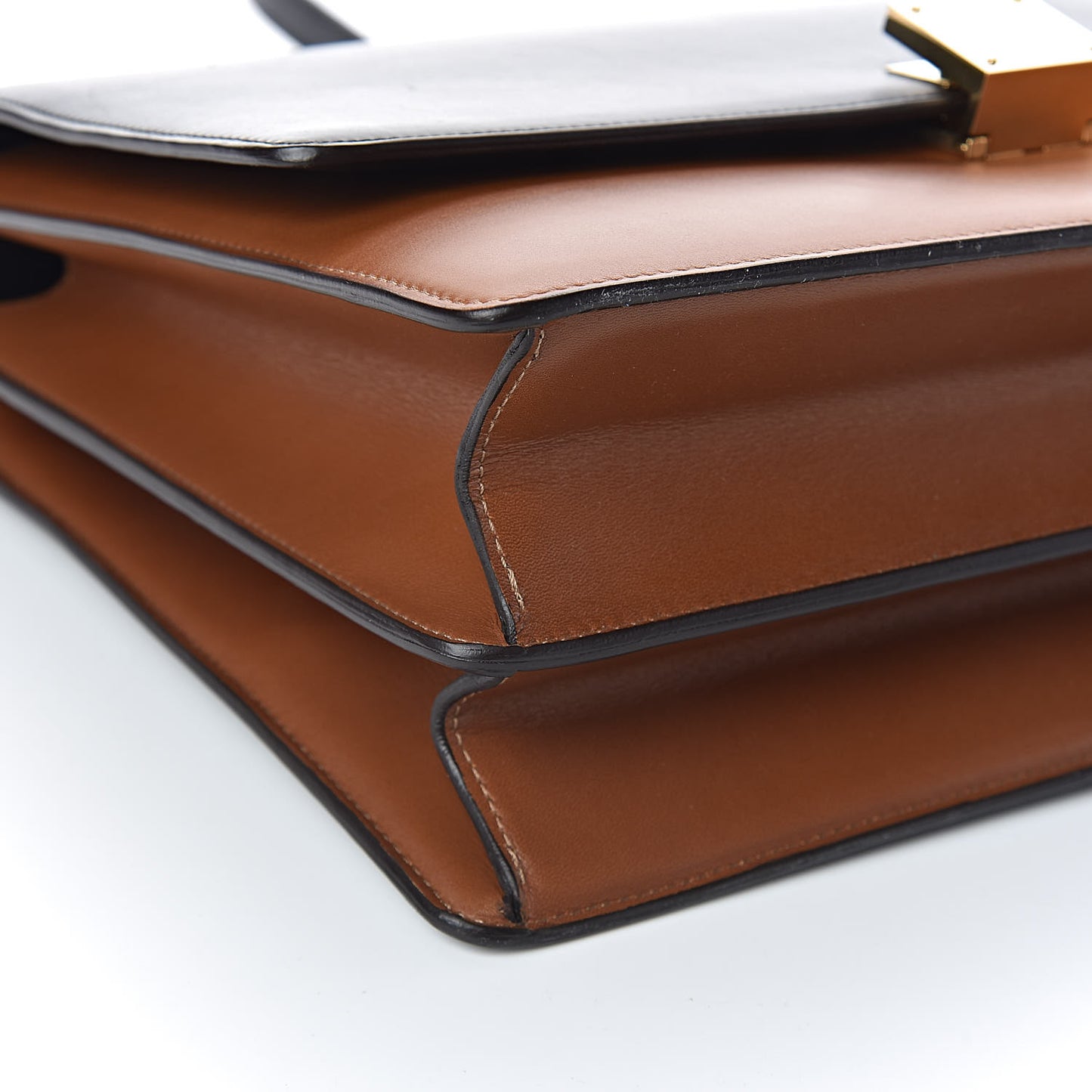 Smooth Calfskin Bi-Color Large Case Camel