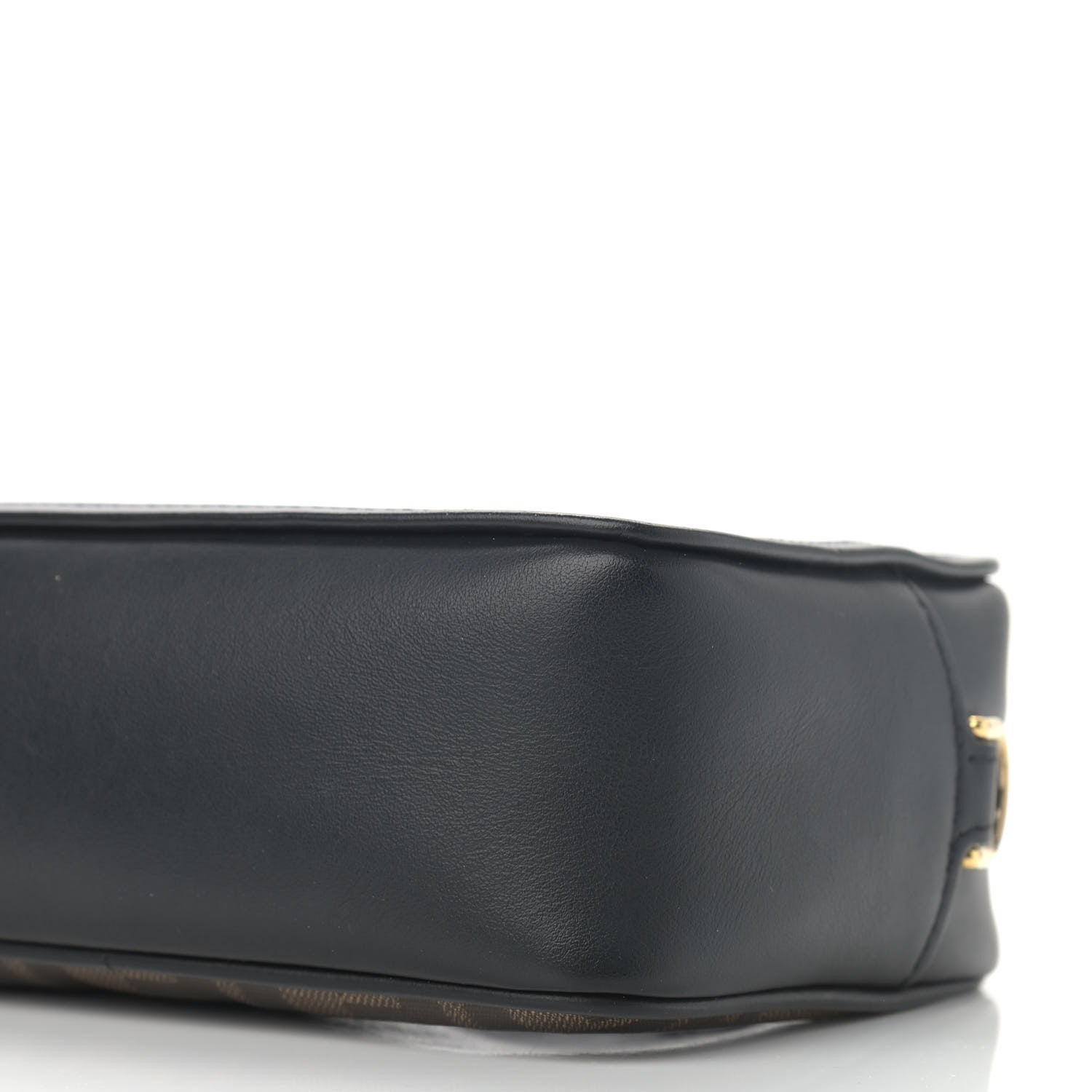 Fendi Glazed Fabric Vitello Century FF 1974 Stamp Patch Mini Camera Case Mogano Panna Black 10 of 12