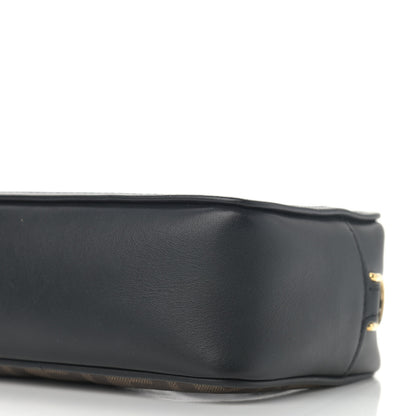 Fendi Glazed Fabric Vitello Century FF 1974 Stamp Patch Mini Camera Case Mogano Panna Black 10 of 12