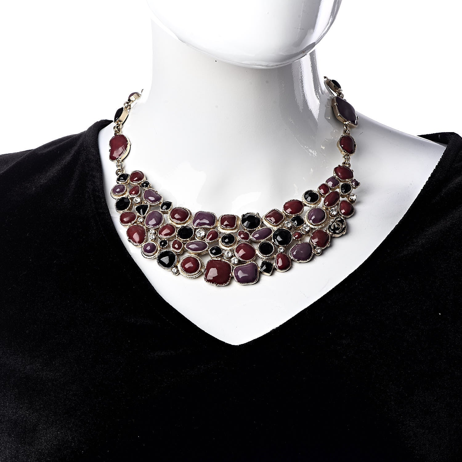 Chanel Crystal Bead Gripoix Poured Glass CC Necklace Multicolor 2 of 6