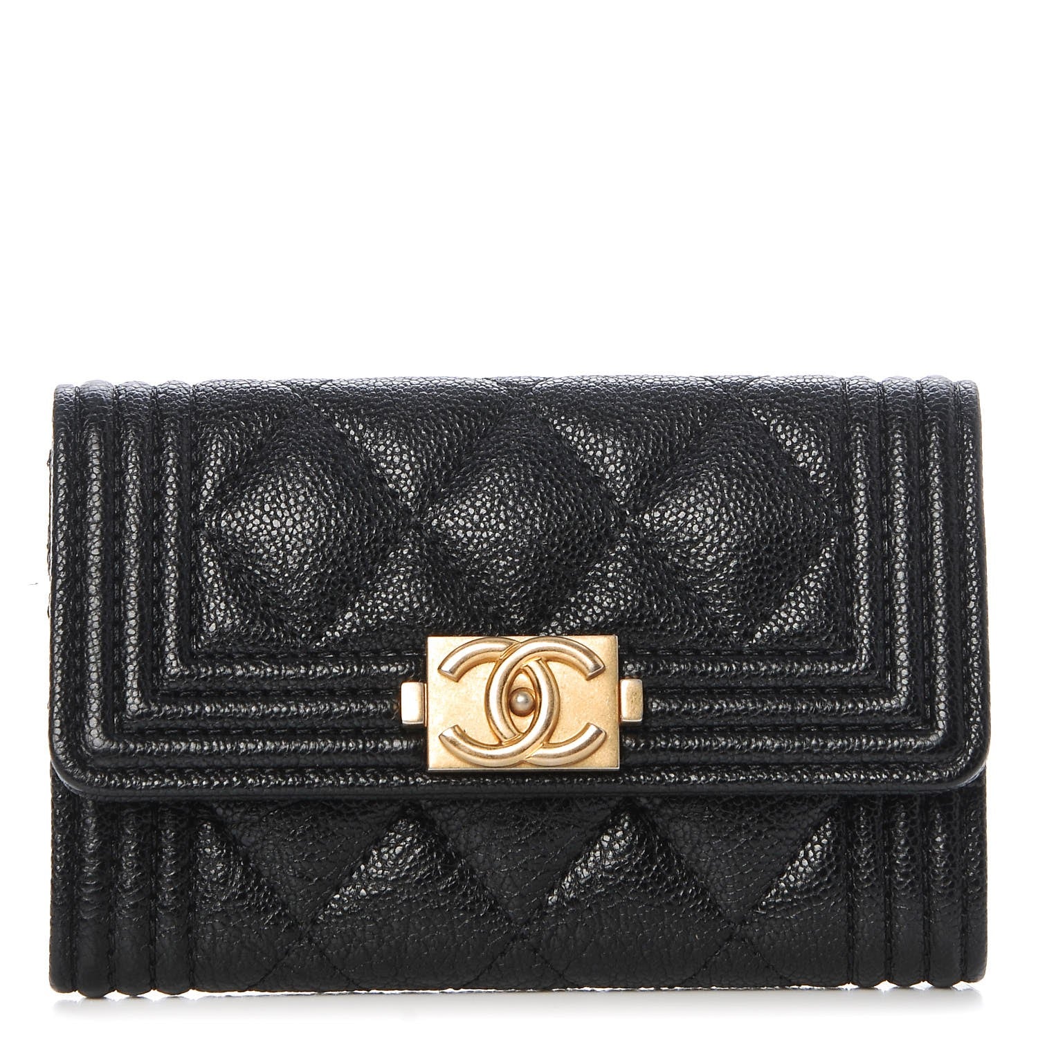 Chanel Caviar Quilted Boy Flap Card Holder Black 1 of 9