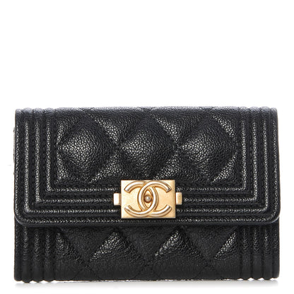 Chanel Caviar Quilted Boy Flap Card Holder Black 1 of 9