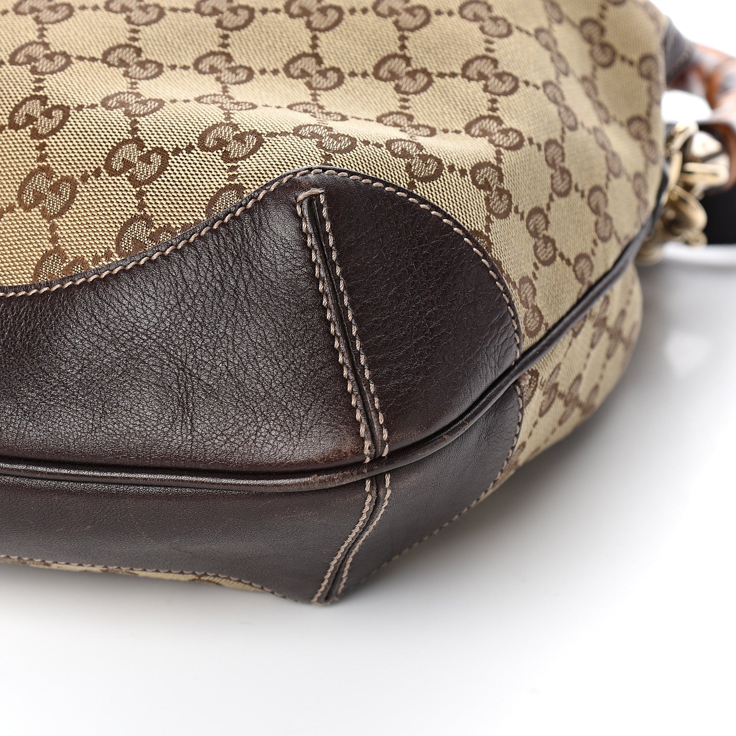 Gucci Monogram Medium Peggy Bamboo Top Handle Bag Dark Brown 8 of 9