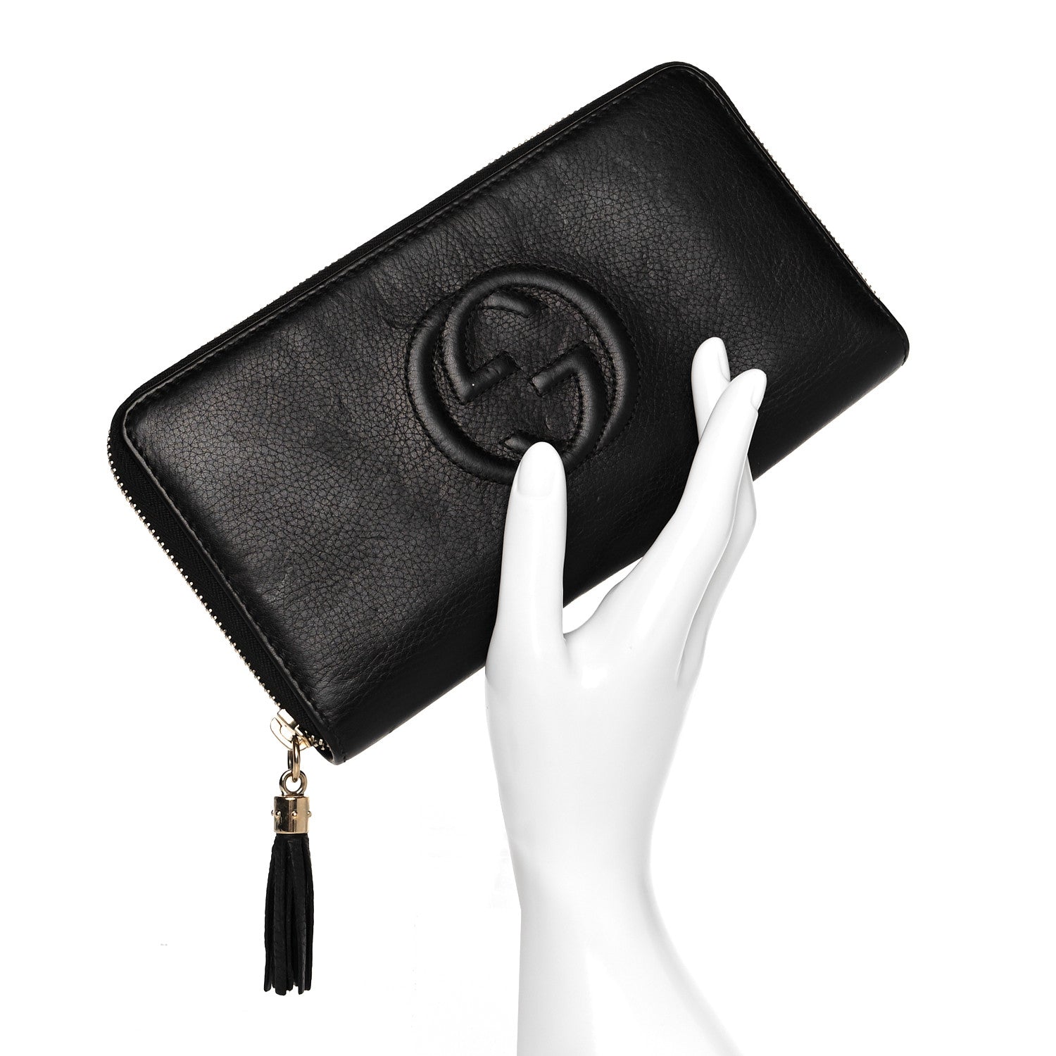 Gucci Pebbled Calfskin Soho Zip Around Wallet Black 2 of 10