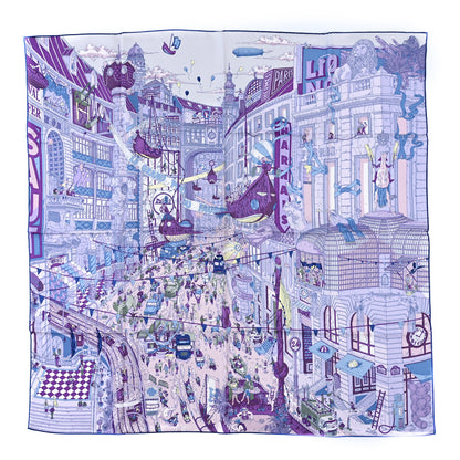 Hermes Silk Le Grand Prix Du Faubourg Scarf 90 Mauve Violet Jaune Soufre 2 of 4