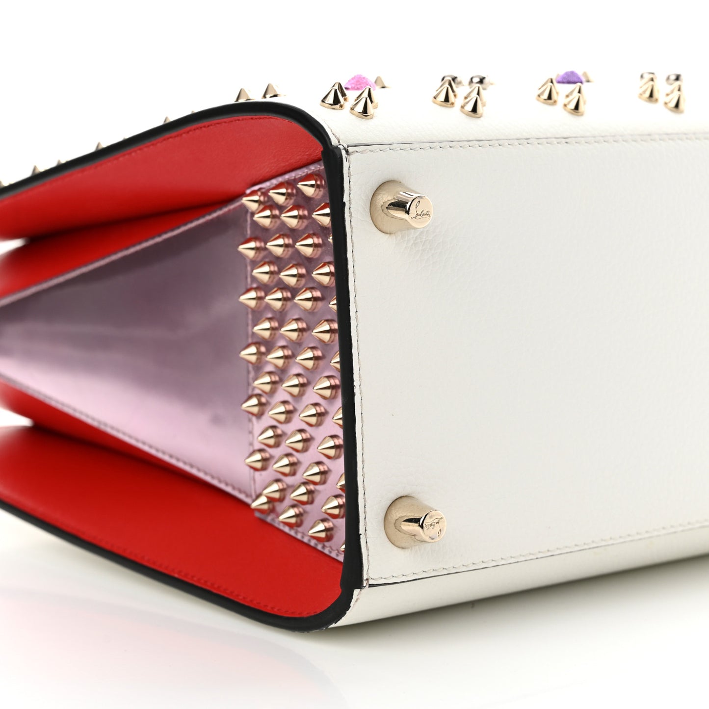 Calfskin Spikes Loubinthesky Medium Paloma White Multicolor